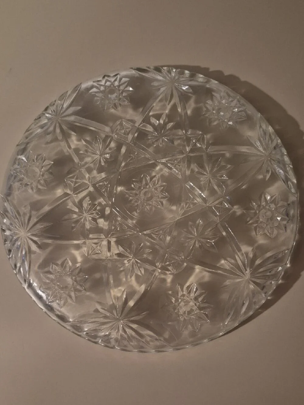 11 Inch Vintage Anchor Hocking Clear Pressed Glass Serving Platter Star Of David